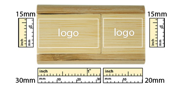 the logo size of Bamboo Flip USB Flash Drive