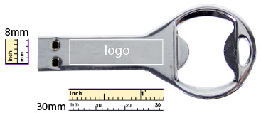 the logo size of bottle opener usb flash drive